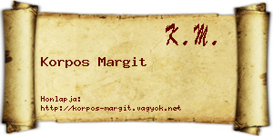 Korpos Margit névjegykártya